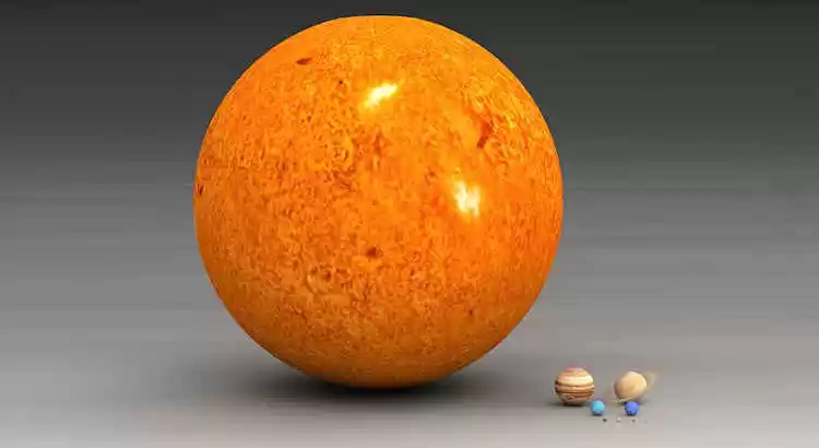 Perbandingan ukuran matahari dan planet
